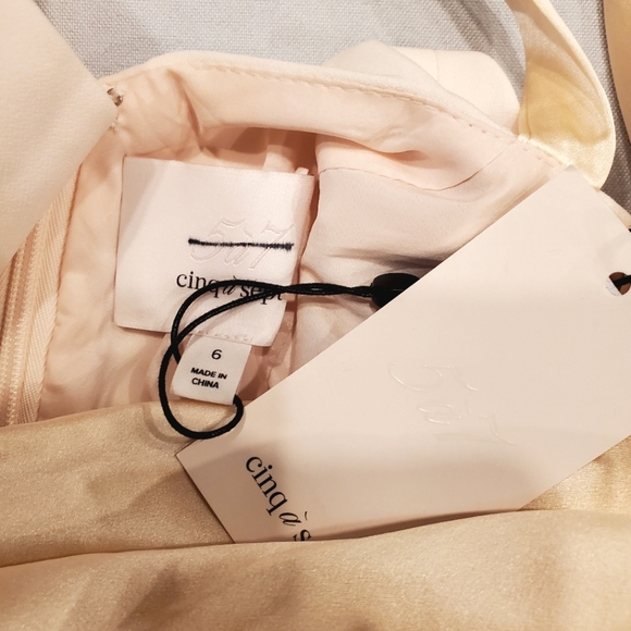 NWT$795 Cinq a Sept Jill Cowlneck Split Leg Gown Dress Maxi Formal in Pearl Sz 6 - Picture 11 of 16